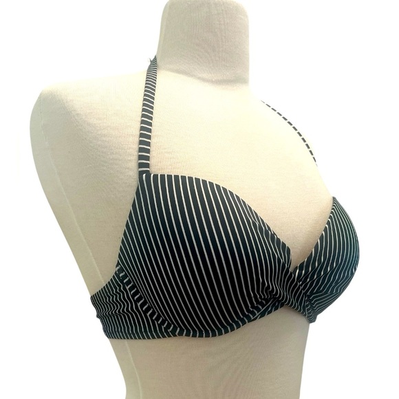 Shade & Shore Black and White Striped Bikini Top - Picture 1 of 6